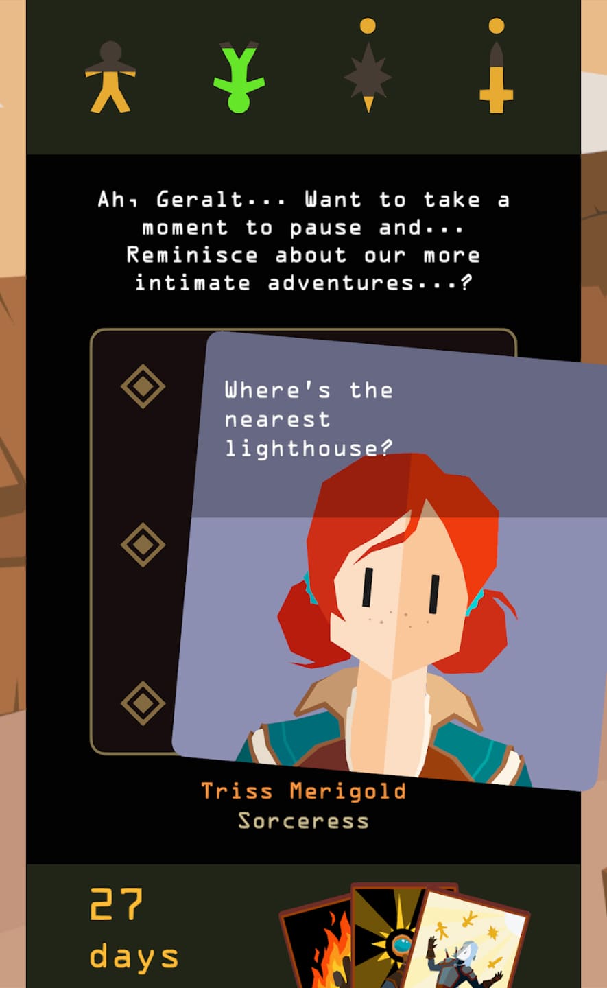 Triss Merigold przy latarni — czarodziejka w dialogu z Geraltem
